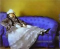 Madame Manet auf einem blauen Sofa Eduard Manet
